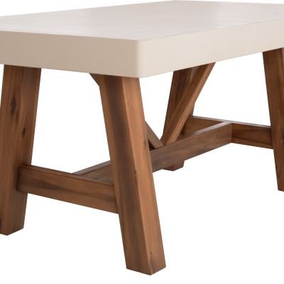 DINING TABLE MAEVE HM6596.02 BEIGE FIBER CEMENT TOP--ACACIA WOOD LEGS 160x90x75Hcm.