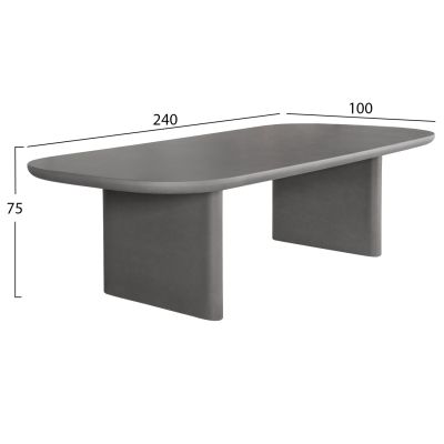 DINING TABLE AZAMI HM6600.01 GREY FIBER CEMENT 240x100x75Hcm