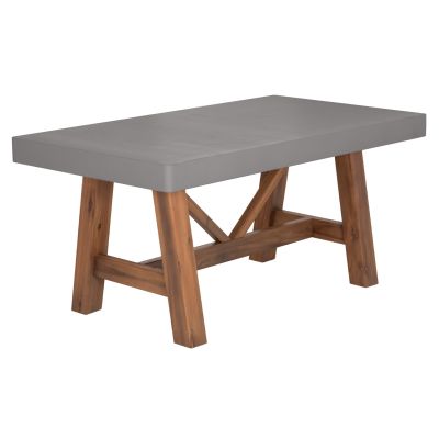 DINING TABLE MAEVE HM6596.01 GREY FIBER CEMENT TOP--ACACIA WOOD LEGS 160x90x75Hcm.