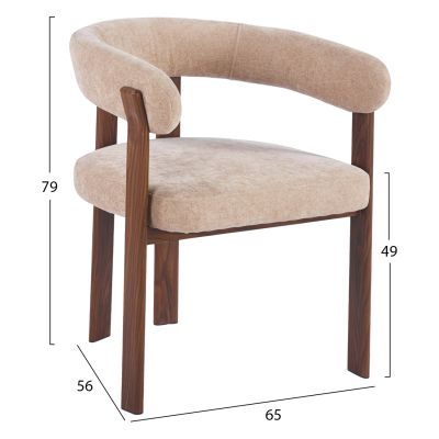 Трапезен стол SHEMI – бежово кадифе  65x56x79 см (В).