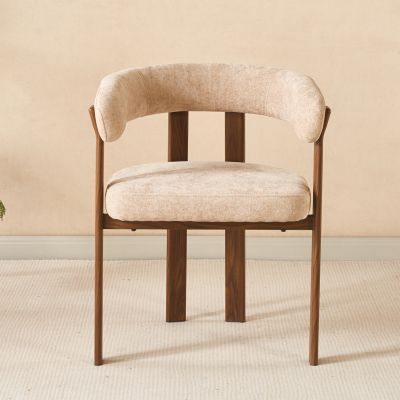 Трапезен стол SHEMI – бежово кадифе  65x56x79 см (В).