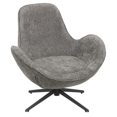 ARMCHAIR SWIVEL BRYNN HM9594.01 GREY BOUCLE FABRIC-BLACK METAL BASE 88x76x88Hcm.