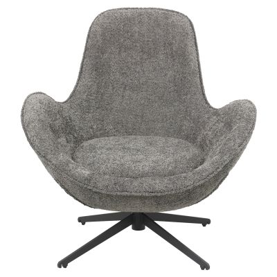ARMCHAIR SWIVEL BRYNN HM9594.01 GREY BOUCLE FABRIC-BLACK METAL BASE 88x76x88Hcm.