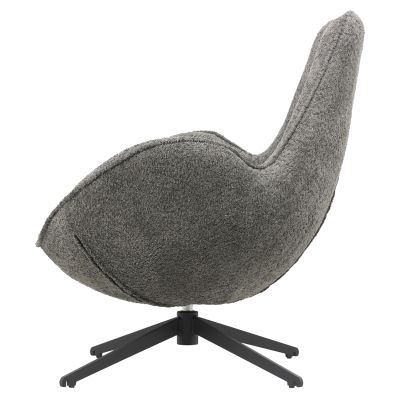 ARMCHAIR SWIVEL BRYNN HM9594.01 GREY BOUCLE FABRIC-BLACK METAL BASE 88x76x88Hcm.