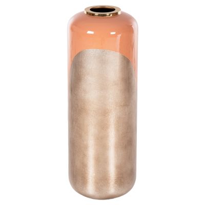 DECORATIVE FLOOR VASE RAKSASA HM4230.02 METAL IN SALMON-LIGHT BRONZE Φ30x90Hcm.