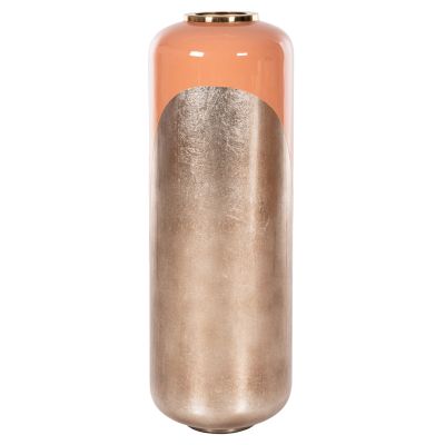 DECORATIVE FLOOR VASE RAKSASA HM4230.02 METAL IN SALMON-LIGHT BRONZE Φ30x90Hcm.