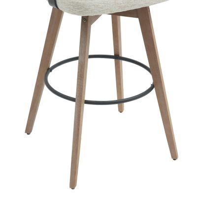 BAR STOOL MEDIUM HEIGHT SWIVEL LANI HM9988.01 BEECH WOOD LEGS-PLYWOOD BACK-ECRU FABRIC SEAT 55x55x97Hcm.