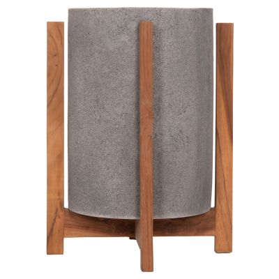 INDOOR POT HOFF HM4682.03S FIBER CEMENT IN GREY--TEAK BASE Φ33x42Hcm