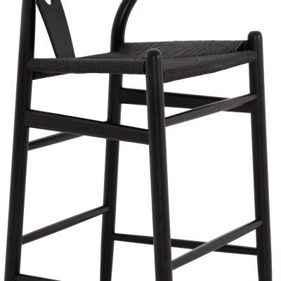 BAR STOOL BRAVE HM9405.04 WITH WISHBONE BACK-BEECH WOOD-BLACK 48x53x100Hcm.