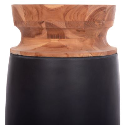 DECORATIVE FLOOR VASES 2PCS LINTER HM21140.01 FIBER CEMENT IN BLACK-TEAK WOOD 47H & 60Hcm.