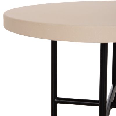 SET 2PCS COFFEE TABLES IFFANS HM10733.02 FIBER CEMENT IN BEIGE--BLACK METALLIC LEGS
