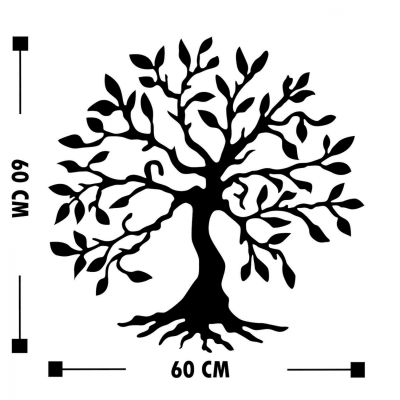 100% МЕТАЛНА ДЕКОРАЦИЯ ЗА СТЕНА- ЧЕРНО ДЪРВО 60x60 см.