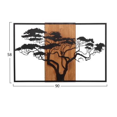  ДЕКОРАЦИЯ НА СТЕНА -МЕТАЛ-ДЪРВО 90x3(дебелина)x58Hcm.