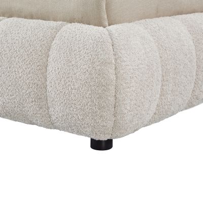 DOUBLE BED WITH STORAGE SPACE MOLEN HM730.03 BEIGE BOUCLE FABRIC--MATTRESS 160x200cm.