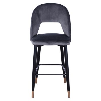 Bar Stool Harper HM8526.01 Velvet Grey with Metallic Frame 50Χ51Χ111cm