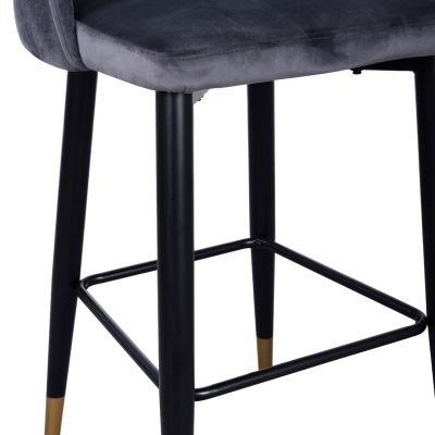 Bar Stool Harper HM8526.01 Velvet Grey with Metallic Frame 50Χ51Χ111cm