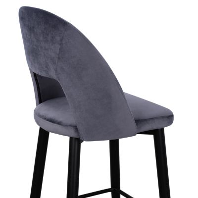 Bar Stool Harper HM8526.01 Velvet Grey with Metallic Frame 50Χ51Χ111cm