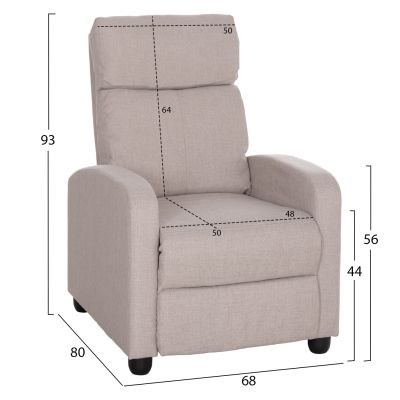 ARMCHAIR WITH PUSH-BACK RELAX MECHANISM DROSEN HM3299.03 BEIGE FABRIC 68x80x93Hcm.