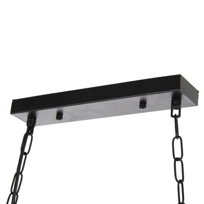 CEILING PENDANT 6-LIGHT FIXTURE HM4117 WOOD-METAL-GLASS 116Hcm.