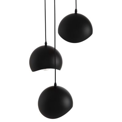 CEILING PENDANT 3-LIGHTER HM4166.01 METAL SPHERES IN BLACK-ORANGE Φ20x112Hcm.