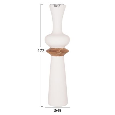 DECORATIVE FLOOR VASE NEBULA HM4660.02L FIBER CEMENT IN WHITE--TEAK WOOD Φ45x172Hcm.