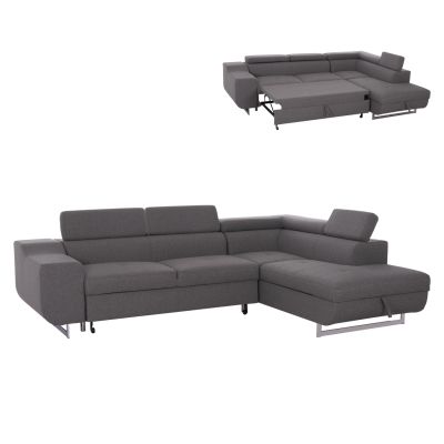 CORNER SOFA-BED WITH STORAGE SPACE ENCORE HM3301.01R GREY FABRIC 285x205x90Hcm.