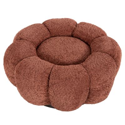STOOL ROUND GRYMM HM9602.02 PINK BOUCLE-BLACK METAL BASE Φ60x31Hcm.
