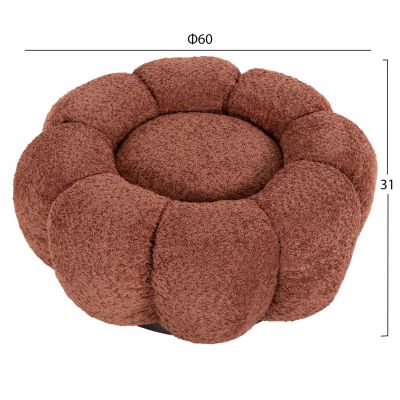 STOOL ROUND GRYMM HM9602.02 PINK BOUCLE-BLACK METAL BASE Φ60x31Hcm.