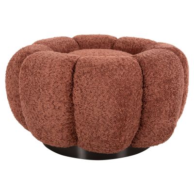 STOOL ROUND GRYMM HM9602.02 PINK BOUCLE-BLACK METAL BASE Φ60x31Hcm.