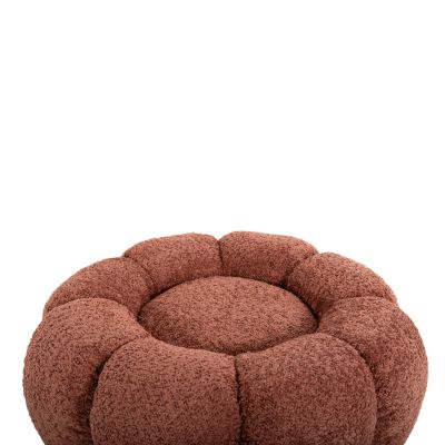 STOOL ROUND GRYMM HM9602.02 PINK BOUCLE-BLACK METAL BASE Φ60x31Hcm.