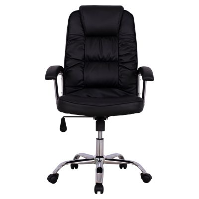 Office chair HM1112 with black PU and chromed base 63x67x113 cm.