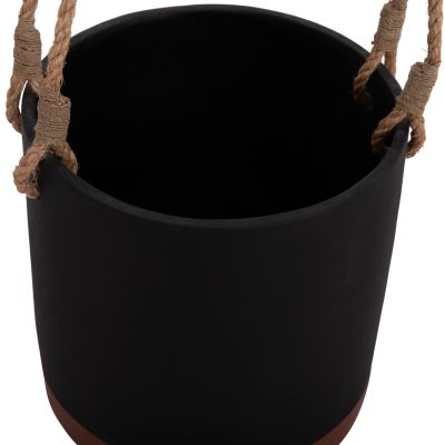 INDOOR PLANTER/POT SERIES TRYLL FB94690M FIBER CEMENT IN BLACK & ROPE Φ31x31Hcm.