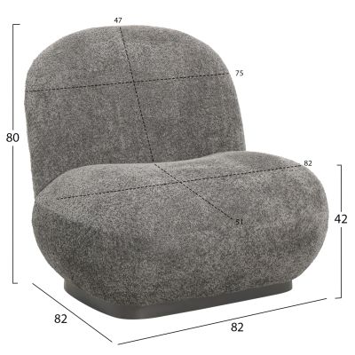 ARMCHAIR BEANY HM9591.01 GREY BOUCLE FABRIC 85x82x77Hcm.