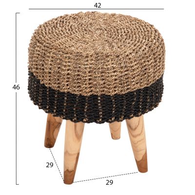  ТАБУРЕТКА BEAM - ТИКОВО ДЪРВО - НАТУРАЛНО И ЧЕРНО Φ43x45Hcm.