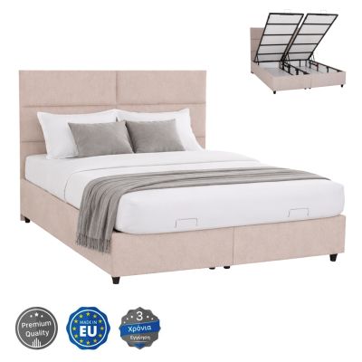 DOUBLE BED WITH STORAGE SPACE MILO HM622.32 BEIGE FABRIC--FOR MATTRESS 160x200cm