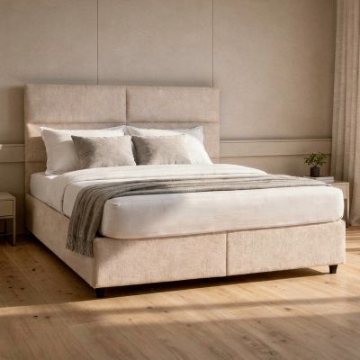 DOUBLE BED WITH STORAGE SPACE MILO HM622.32 BEIGE FABRIC--FOR MATTRESS 160x200cm