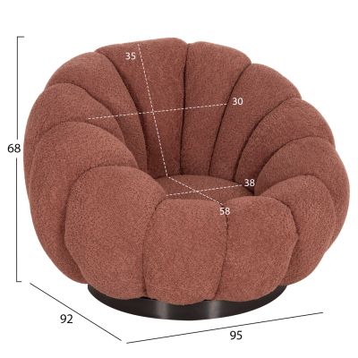 ARMCHAIR SWIVEL GRYMM HM9601.02 PINK BOUCLE-BLACK METAL BASE 95x92x68Hcm.