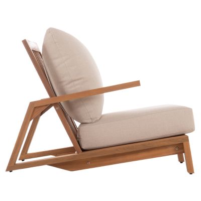 LOUNGE CHAIR MIREX HM6641 ACACIA WOOD IN NATURAL--CUSHIONS IN ECRU 80x96x62Hcm.
