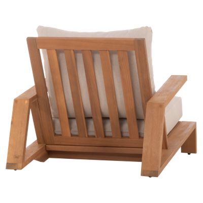 LOUNGE CHAIR MIREX HM6641 ACACIA WOOD IN NATURAL--CUSHIONS IN ECRU 80x96x62Hcm.