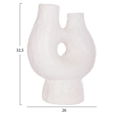 DECORATIVE TABLE VASE NAMENTIS HM4665.02S TERRACOTA IN WHITE COLOR--26x15x32.5Hcm.