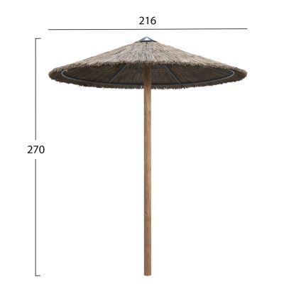 ЧАДЪР СЪС СЛАМЕН ДЪРВЕН СТЪЛБ И НОСЕЩИ ГРЕДИ Φ216x270H.