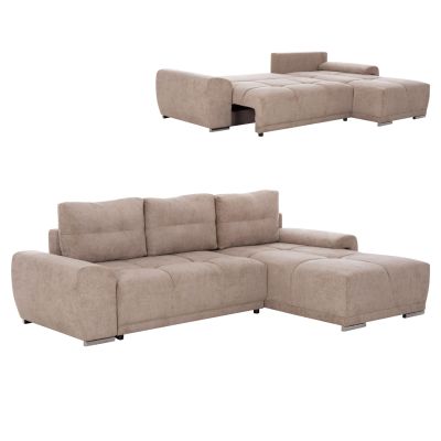 RIGHT CORNER SOFABED COMFYRA HM3336.03R BEIGE FABRIC 270x181x75Hcm.