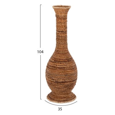 DECORATIVE FLOOR VASE HM7865 BANANA FIBER RUSH-MAT IN BROWN COLOR Φ35x104Hcm.
