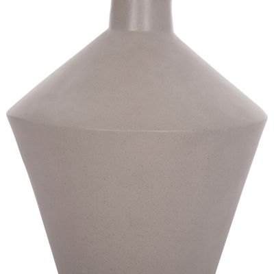 DECORATIVE FLOOR VASE NEBULA HM4661.03 FIBER CEMENT IN GREY--TEAK WOOD Φ60x115Hcm.