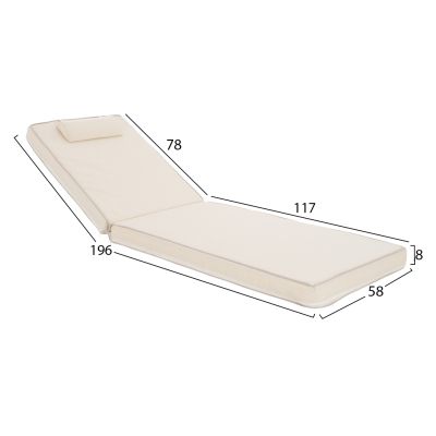 Възглавница за шезлонг Sifnos Beige - 196(117+1+78)x58x8 cm