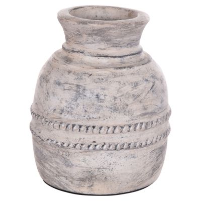 DECORATIVE TABLE VASE VERMO HM4393 TERRACOTTA IN LIGHT GREY Φ21x25Hcm.