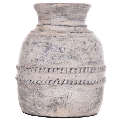DECORATIVE TABLE VASE VERMO HM4393 TERRACOTTA IN LIGHT GREY Φ21x25Hcm.