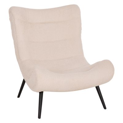 ARMCHAIR BRYM HM9605.06 ECRU BOUCLE FABRIC-BLACK WOODEN LEGS 80x97x100Hcm.