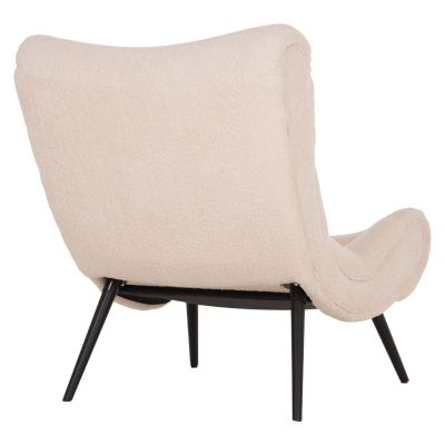 ARMCHAIR BRYM HM9605.06 ECRU BOUCLE FABRIC-BLACK WOODEN LEGS 80x97x100Hcm.