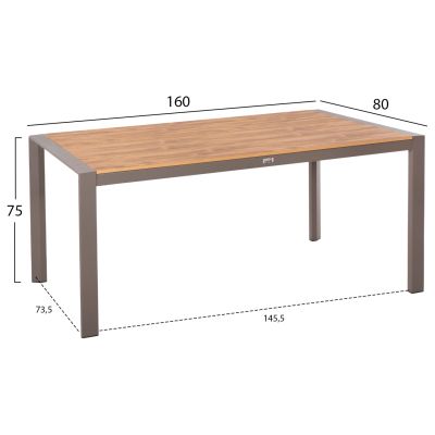 OUTDOOR DINING SET 7PCS HILLIARD HM10999.04 CHAMPAGNE COLORED ALUMINUM-POLYWOOD